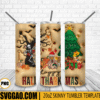 Happy Hallothanksmas 3D Puff 20oz Tumbler Wrap PNG File, Hallothanksmas Tumbler Template PNG