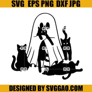 Black Cat Ghost SVG, Ghost Cat SVG, Halloween Cat SVG