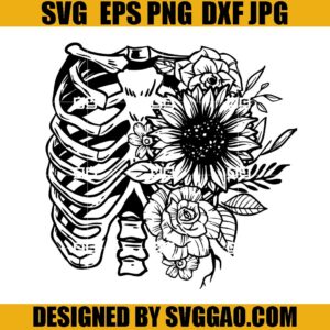 Floral Ribcage SVG, RibCage Skeleton SVG, Halloween SVG