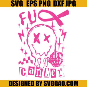 Fuck Cancer SVG, Nobody Fights Alone Cancer Ribbon SVG, Smiley Cancer SVG