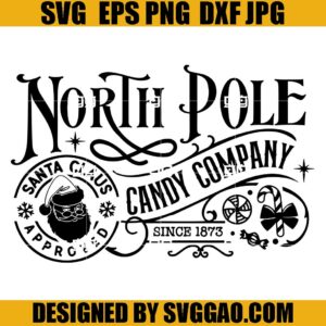 North Pole Candy Canes SVG, Candy Canes SVG, Santa Claus Approved SVG
