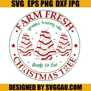 Farm Fresh Christmas Tree Cakes SVG, Sprinkles Frosting Cake Ready To Eat SVG, Christmas Cake SVG