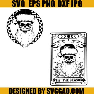 Santa Tis The Season SVG Bundle, Santa Skull Tarot SVG, Tarot Card Christmas SVG