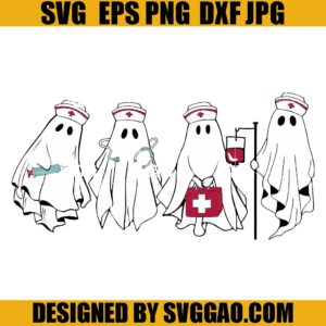 Nurse Ghost Halloween SVG, Cute Ghost Nurse SVG, Spooky Nurse SVG