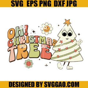 Groovy Oh Christmas Tree SVG, Retro Christmas SVG, Christmas Tree SVG