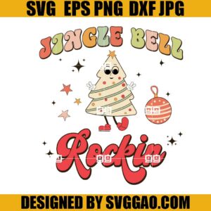 Jingle Bell Rockin SVG, Christmas Tree SVG, Retro Christmas Vibes SVG