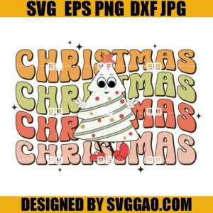 Retro Christmas SVG, Groovy Merry Christmas SVG, Chrismas Tree SVG