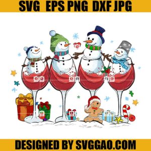 Wine Snowman SVG, Merry Christmas SVG, Wine Christmas SVG