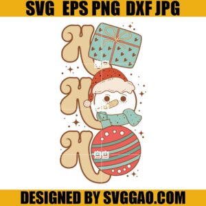 Hohoho Christmas SVG, Retro Groovy Hohoho Christmas SVG, Santa Claus Snowman SVG