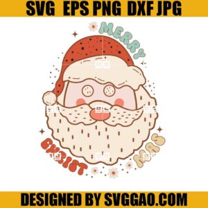 Merry Christmas Santa Claus SVG, Retro Groovy Santa Claus SVG, Xmas SVG