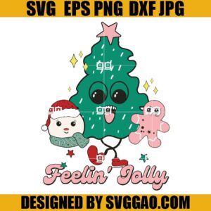 Feelin Jolly SVG, Retro Christmas Tree SVG, Christmas Feelin Jolly SVG