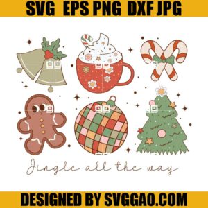 Jingle All The Way SVG, Christmas Tree SVG, Candy Christmas SVG