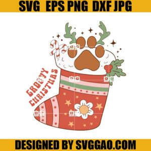Groovy Christmas SVG, Retro Sock Christmas SVG, Candy Reindeer SVG