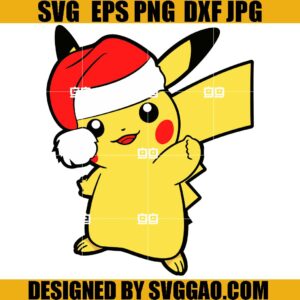 Pokemon Pikachu Christmas SVG, Pikachu Christmas SVG, Santa Hat Pikachu SVG