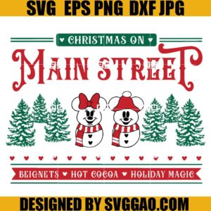 Main Street Sleigh Rides SVG, Main Street Snowman SVG, Mickey Minnie Christmas SVG