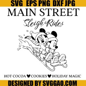 Main Street Sleigh Rides SVG PNG, Vintage Disneyland Christmas SVG, Sleigh Rides SVG