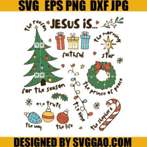 Jesus Is The Reason For The Season SVG, Retro Religious Christmas SVG, Retro Christmas SVG