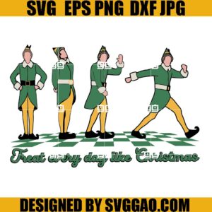 Retro Treat Every Day Like Christmas SVG, Christmas Movie Character SVG, Retro Elf Christmas SVG