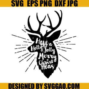 Christmas Deer SVG, Deer Antlers SVG, Deer Xmas SVG