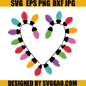 Christmas Lights Heart Crewneck SVG, Xmas Lights Heart SVG