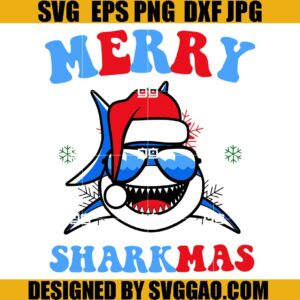 Merry Sharkmas SVG, Funny Shark Christmas SVG, Santa Shark SVG