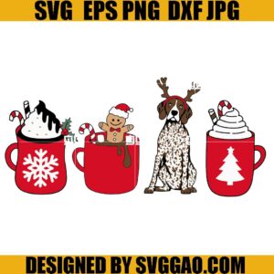 Christmas German Shorthaired Pointer SVG, Mom Coffee Lover Drink SVG, Cute Festive SVG
