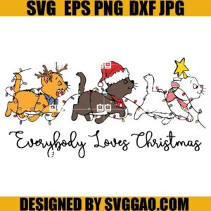 Marie Aristocats Christmas Lights SVG, Marie Toulouse Berlioz Christmas Tree SVG