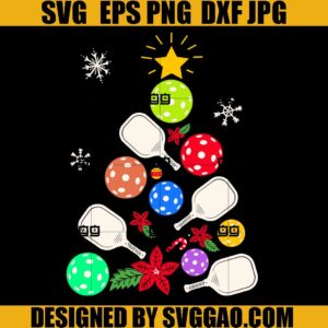Pickleball Pickle Ball Christmas Tree SVG, Pickleball Christmas SVG