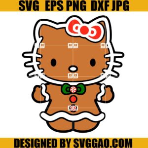 Gingerbread Hello Kitty SVG, Christmas Gingerbread SVG, Gingerbread Christmas Hello Kitty SVG