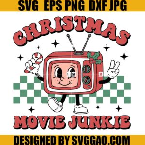 Retro Christmas Movie Junkie SVG, Retro Christmas SVG, Holiday Xmas SVG