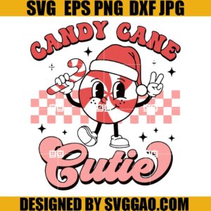 Retro Candy Cane Cutie SVG, Candy Cane Christmas SVG , Retro Christmas SVG