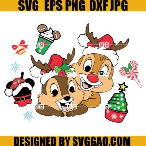 Chip And Dale Christmas SVG, Disney Christmas Couple SVG, Cute Gift SVG