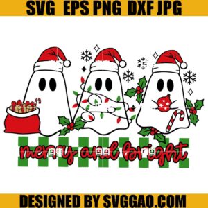 Christmas Merry And Bright Ghost SVG, Merry Christmas SVG, Christmas Ghost SVG
