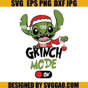 Santa Stitch Christmas Mode On SVG, Xmas Stitch SVG, Stitch Grinch Mode On SVG