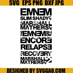 Eminem Title Stack Rap Hip Hop SVG, Eminem Black Letters SVG, Rapper Eminem SVG