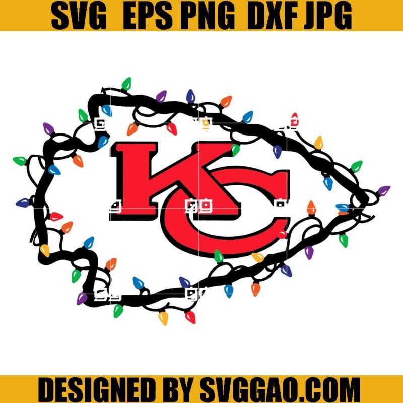 Kansas City Chiefs Christmas Light SVG, Kansas City Chiefs Christmas