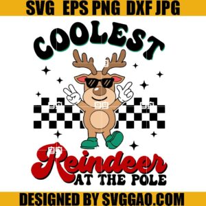 Coolest Reindeer At The Pole SVG, Retro Christmas Reindeer SVG