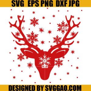 Reindeer Snowflake SVG, Christmas Deer Head With Snowflake SVG