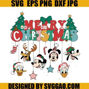 Merry Christmas Friend Disney SVG, Retro Christmas Friends SVG, Disney Character Christmas SVG