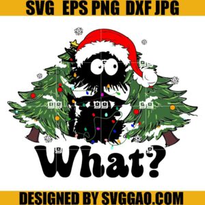 Christmas Cat What SVG, Santa Black Cat SVG