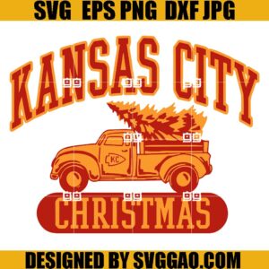 Kc Christmas Truck Tree SVG, Kansas City Christmas SVG, Santa Chiefs Football SVG