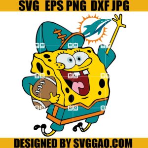 Miami Dolphin Football Spongebob SVG, Sport SVG, Miami Dolphins SVG