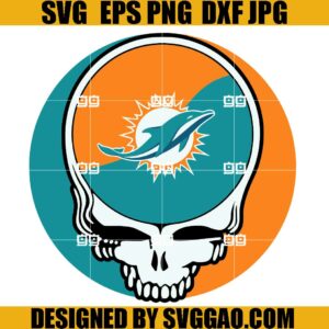 Miami Dolphins Skull SVG, Sport SVG, Miami Dolphins SVG