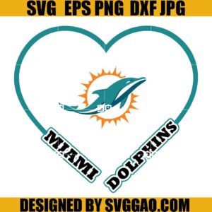 Dolphin Heart SVG, Sport SVG, Miami Dolphins SVG