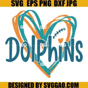 Dolphins Hearts SVG, Football SVG