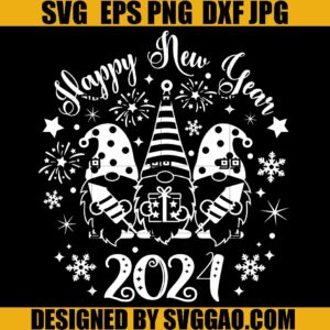 Gnomes Happy New Year 2024 SVG, Hello 2024 SVG, Winter Gnomes SVG