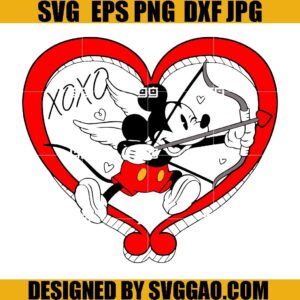 Mouse Heart Valentine Mickey Xoxo SVG, Disney Valentine SVG