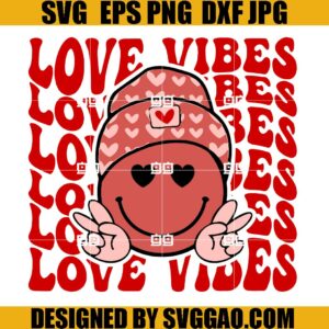 Retro Love Heart SVG, Love Happy Face SVG, XOXO SVG