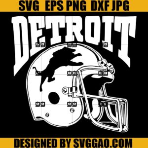 Detroit Football Helmet Hand Drawing SVG, Detroit Sports Retro SVG
