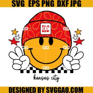 Kansas City Smiley SVG, KC Smiley Face SVG, KC football SVG